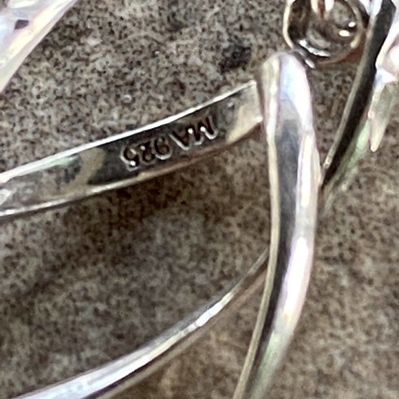 925 MA Thailand Sterling Silver Earrings Dangles Drops Art Deco Textured VTG - Picture 5 of 12